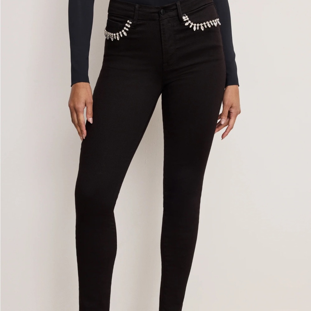 Good American Black Embellished Women's Jeans